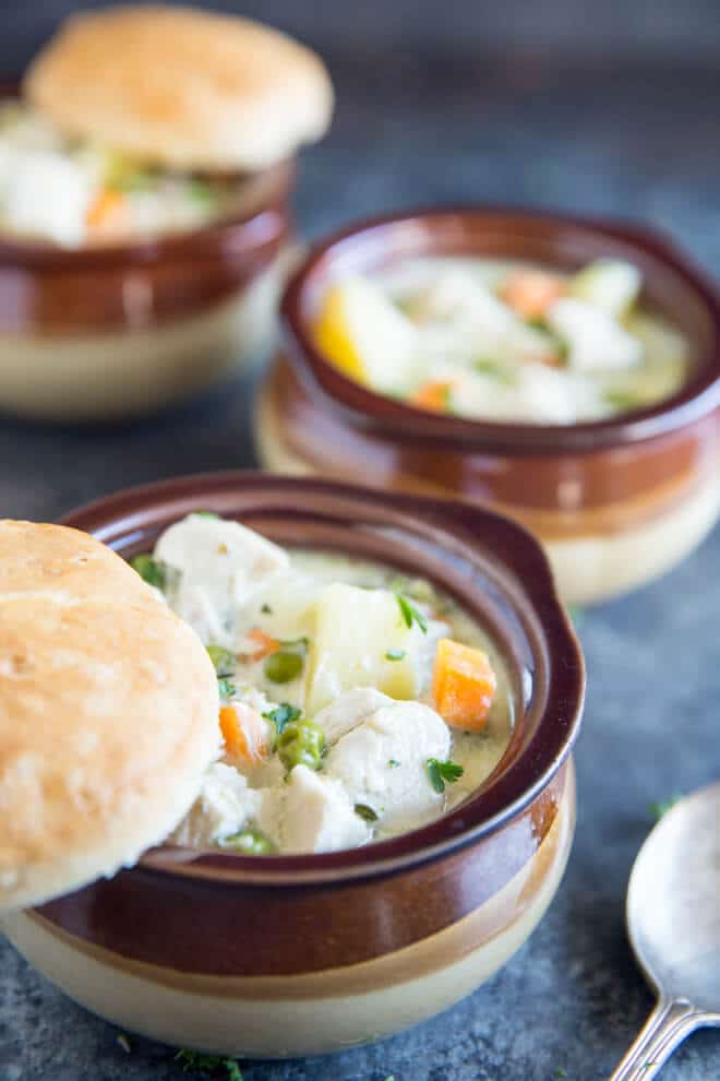 Creamy and delicious, this Chicken Pot Pie Soup is an easier version of the ultimate classic comfort food! Chicken and veggies never tasted so good.