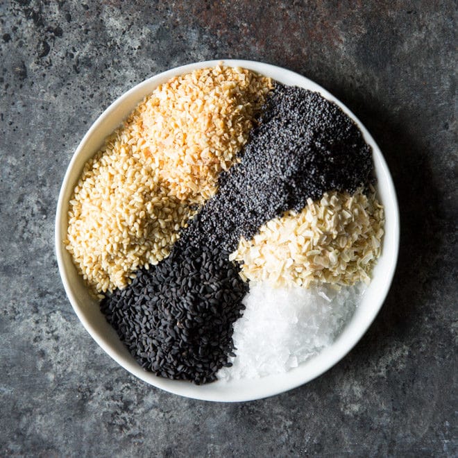 Sure to be your every morning spice blend, this game-changing seasoning is a combination of savory and salty flavors that can be adjusted to suit your needs. As it mimics the toppings found on those classic everything bagels, you get crunch, salt, pungent flavors, and nutty bites. But don’t limit your uses to just brushing on plain bagels - simply add it to cream cheese, sprinkle on your next avocado toast, or amp up the flavor of your favorite dip.