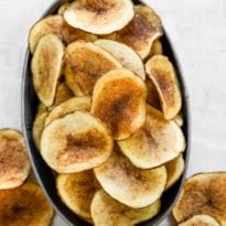 Homemade potato chips in a bowl.
