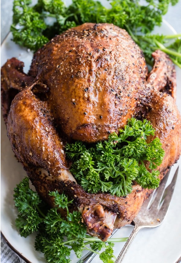 This recipe shows you how to make smoked turkey using a charcoal smoker--in this case, a Weber Smokey Mountain--from start to finish. And if you want to smoke a brined turkey, there's a perfect and easy recipe for smoked turkey brine included, as well.