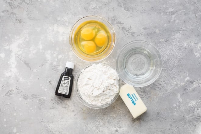 Danish kringle filling ingredients in various bowls.