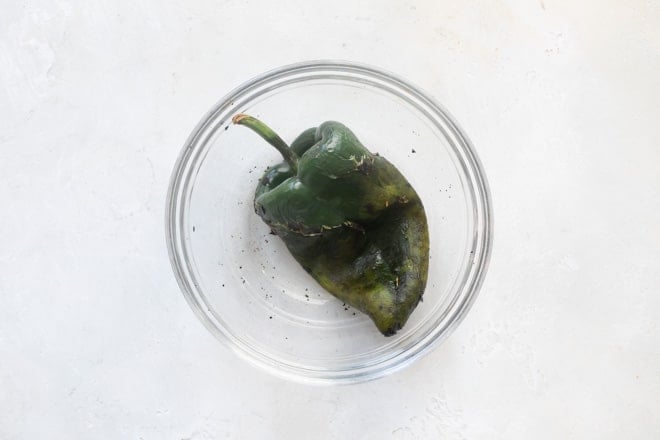 Poblano pepper in a bowl.