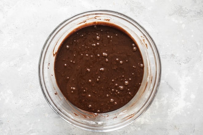 Brownie batter in a bowl.