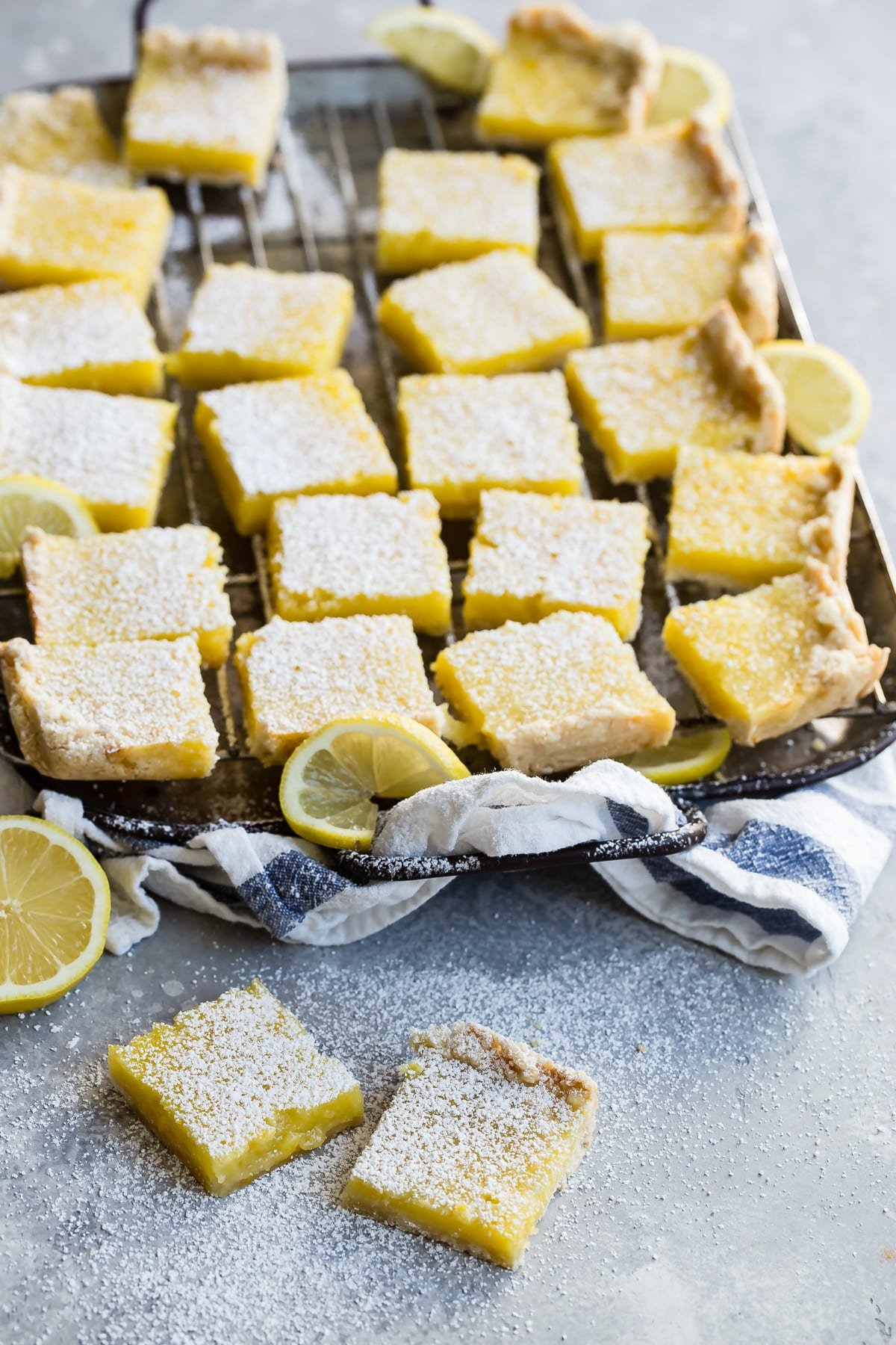 A platter of lemon bars.