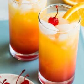 2 glasses of tequila sunrise.