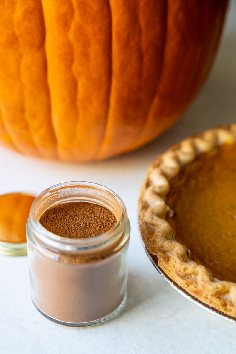 Labled pumpkin pie spice ingredients.