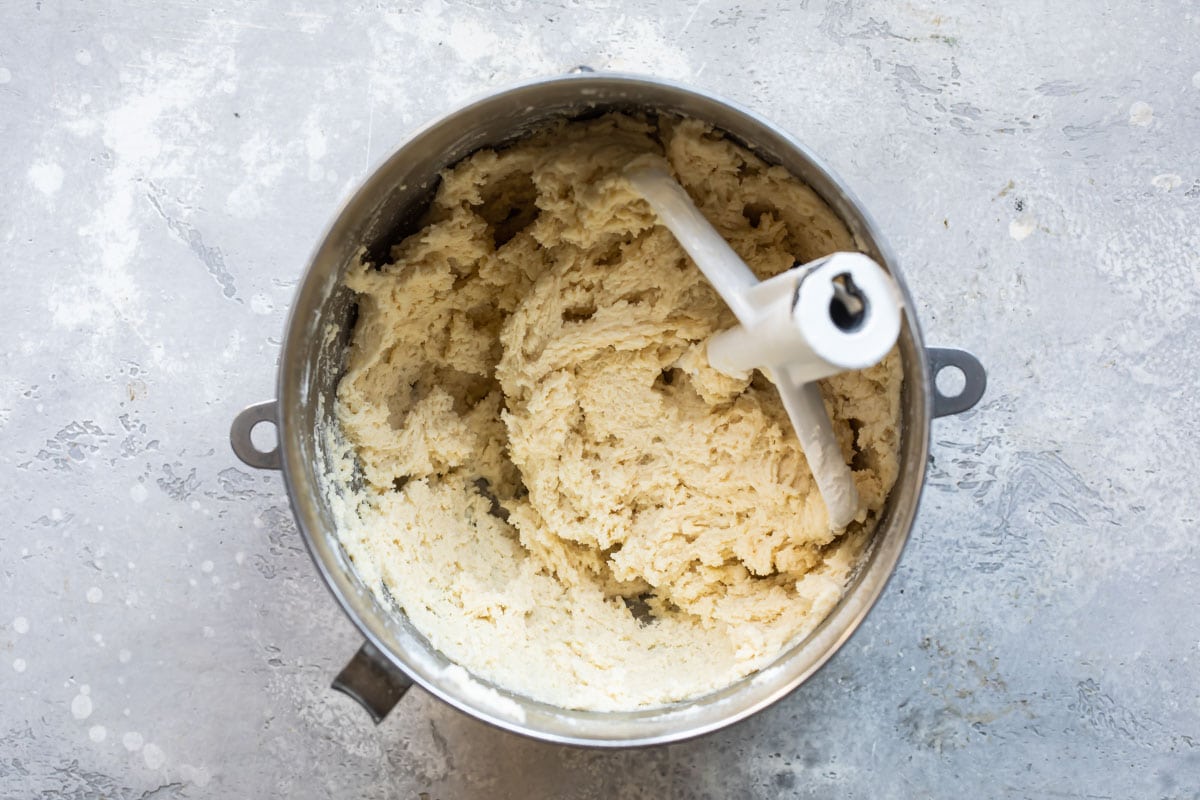 Snickerdoodle cookie dough in a bowl.