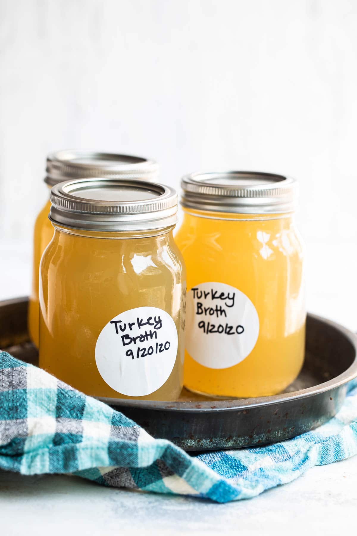 Jars of turkey broth.