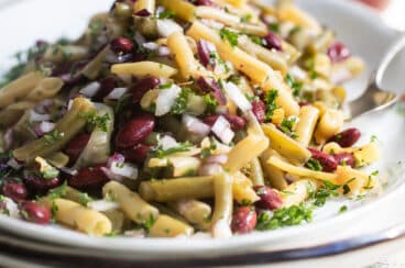A platter of three bean salad.