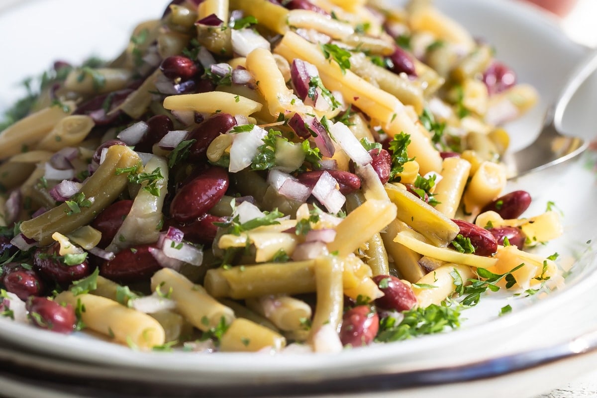 A platter of three bean salad.
