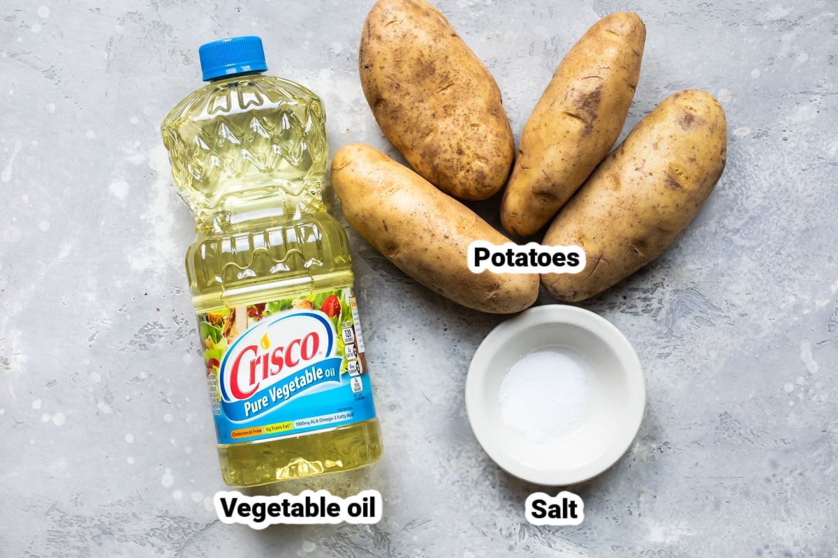 Ingredients for homemade French fries.