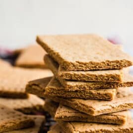 Homemade graham crackers on a cooling rack.