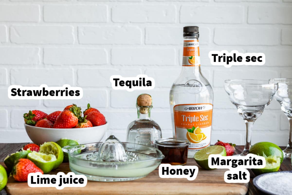 Strawberry margarita ingredients.