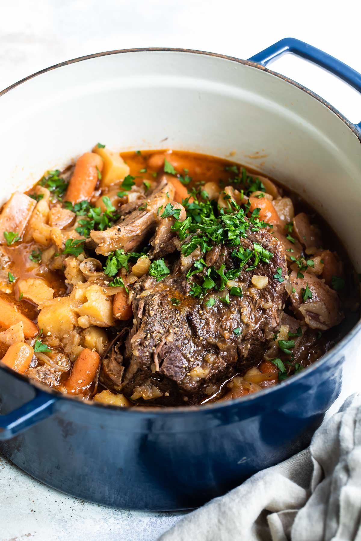 Pot roast in a dutch oven.