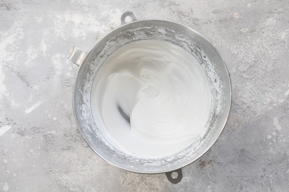Egg white mixture for flourless chocolate cake.