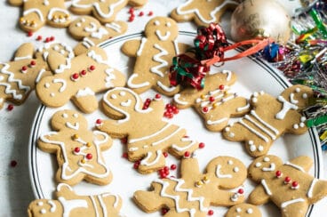 Gingerbread cookies on a white plate.
