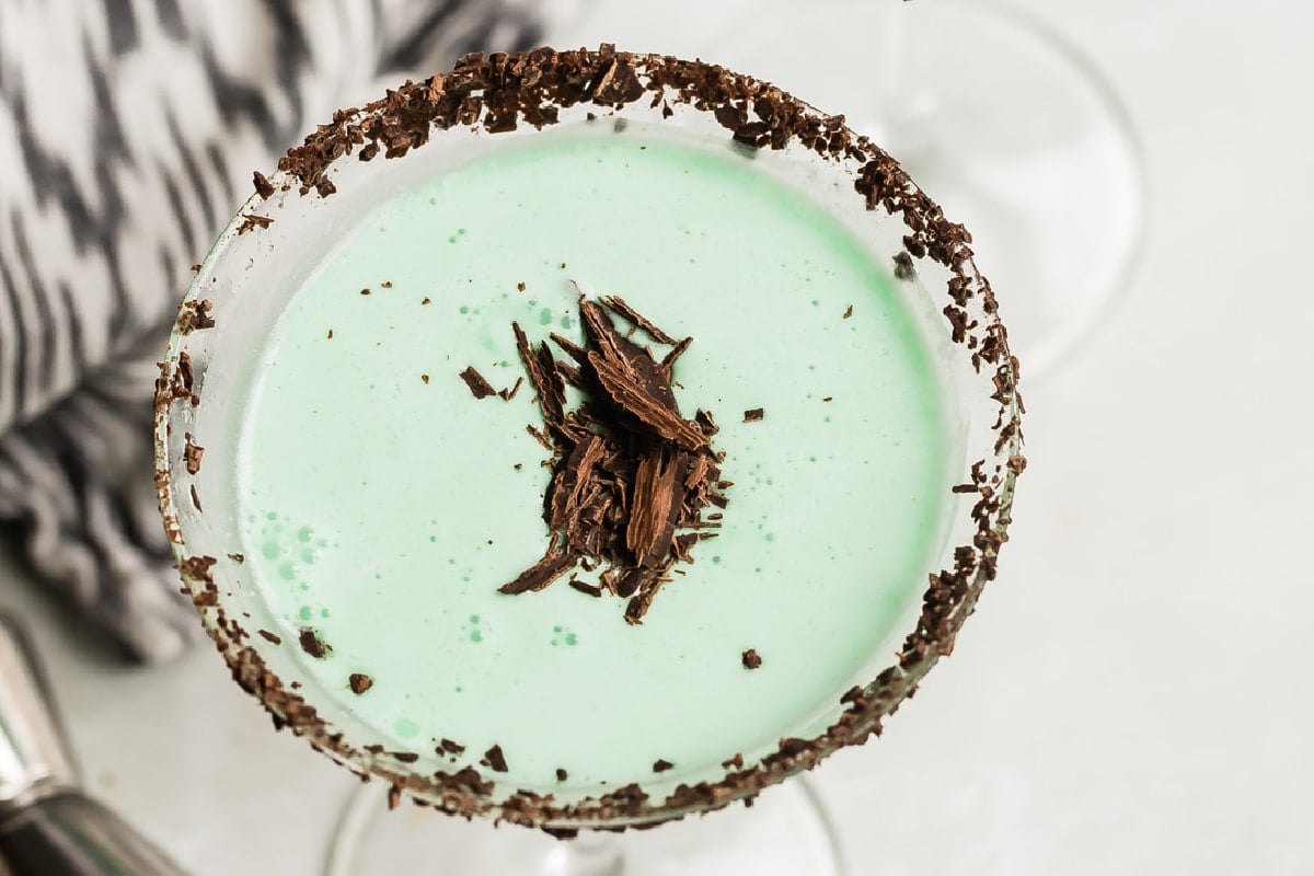 A minty Grasshopper drink.