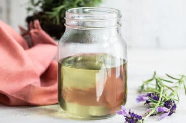 A jar of lavender simple syrup