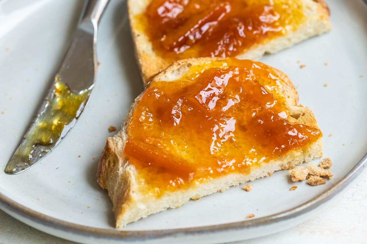 Orange marmalade on toast.