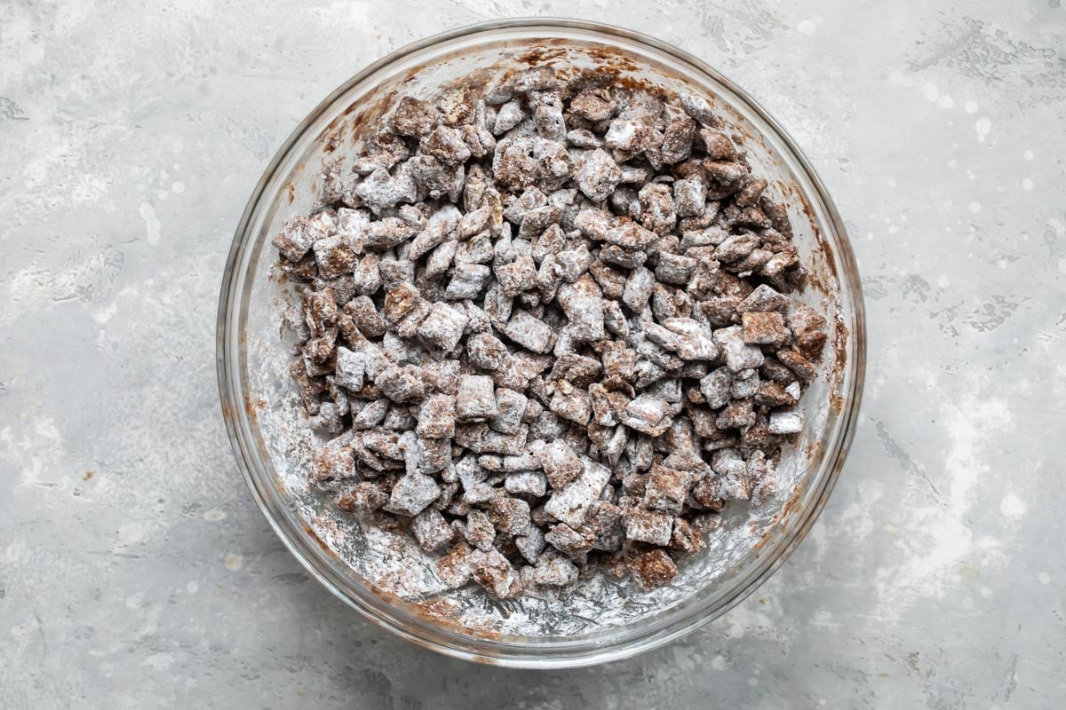 Puppy chow in a bowl.