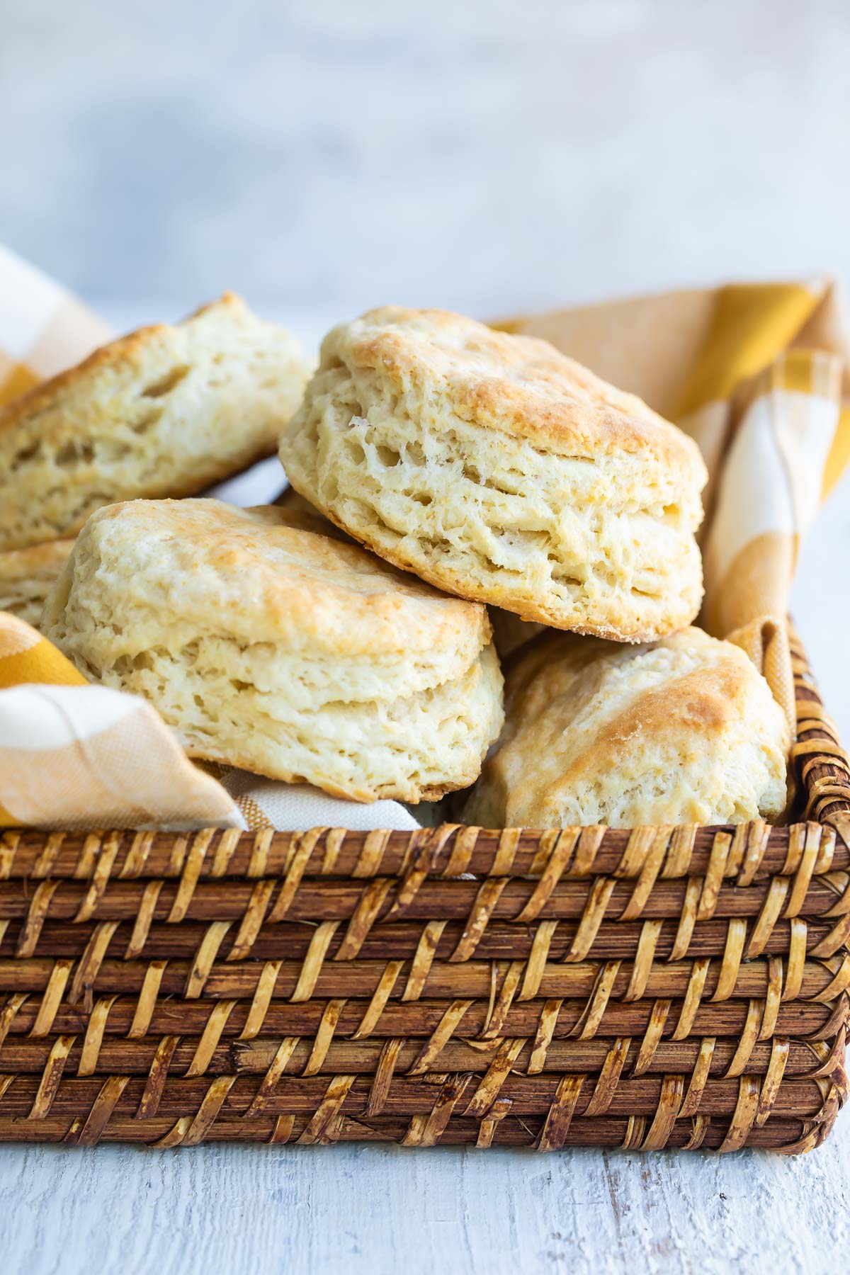 A basket of homemade biscuits.