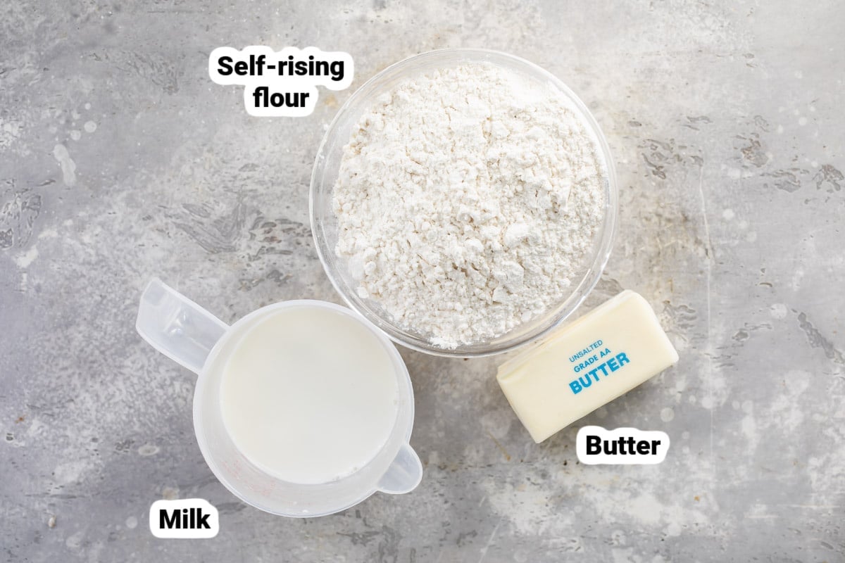 Ingredients for 3-ingredient biscuits.
