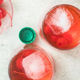 Dirty Shirley cocktails in two clear glasses.