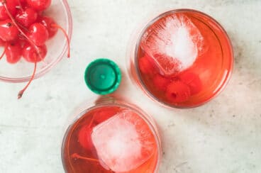 Dirty Shirley cocktails in two clear glasses.