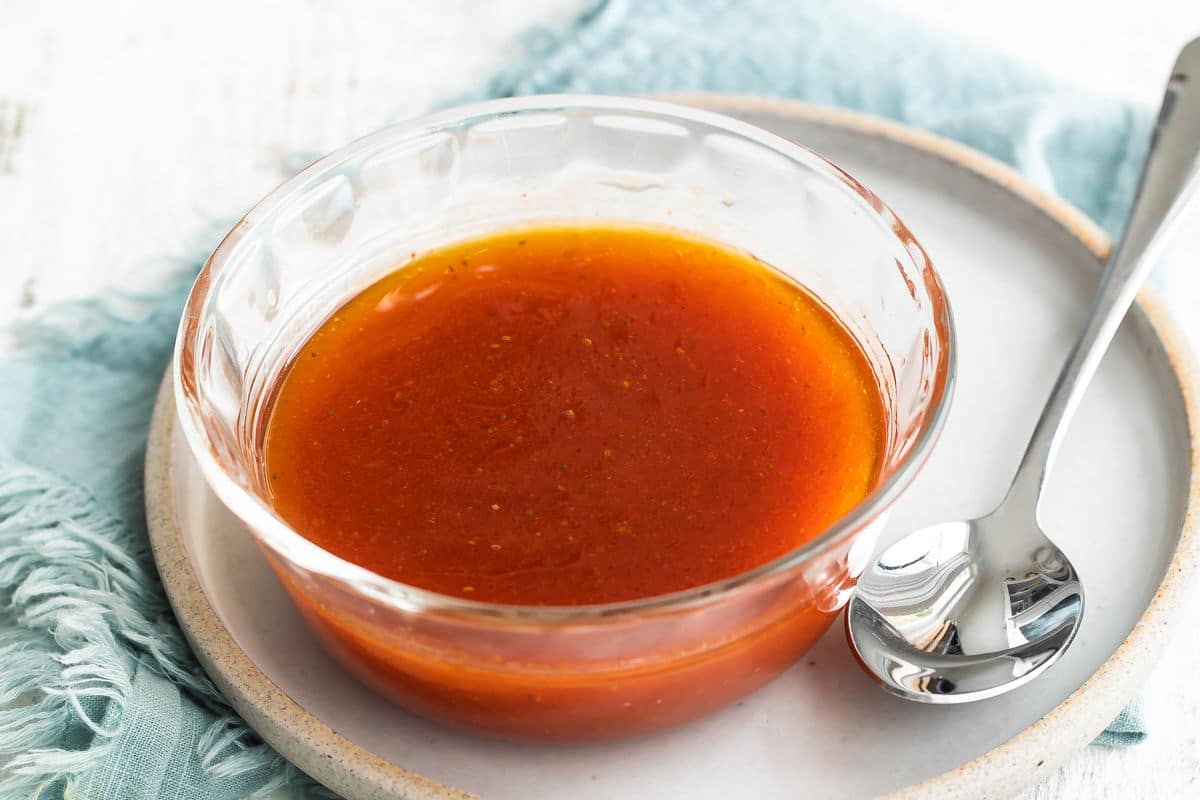 A bowl of homemade French dressing.