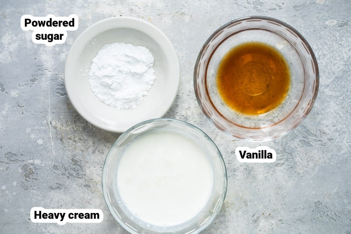 Labeled whipped cream ingredients.