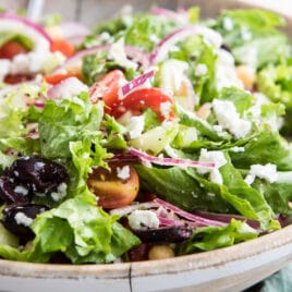 A bowl of Mediterranean chopped salad.