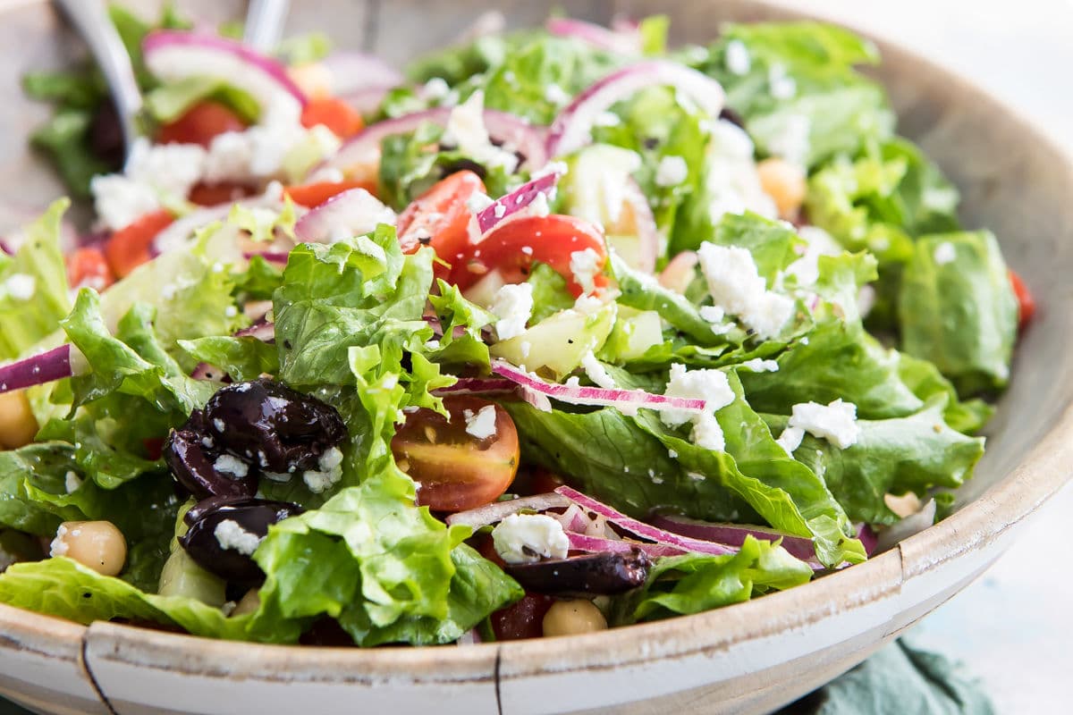A bowl of Mediterranean chopped salad.