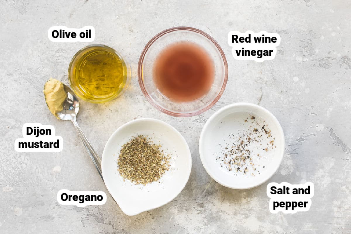 Red wine vinaigrette ingredients.