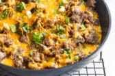 Sausage hash brown in a skillet.