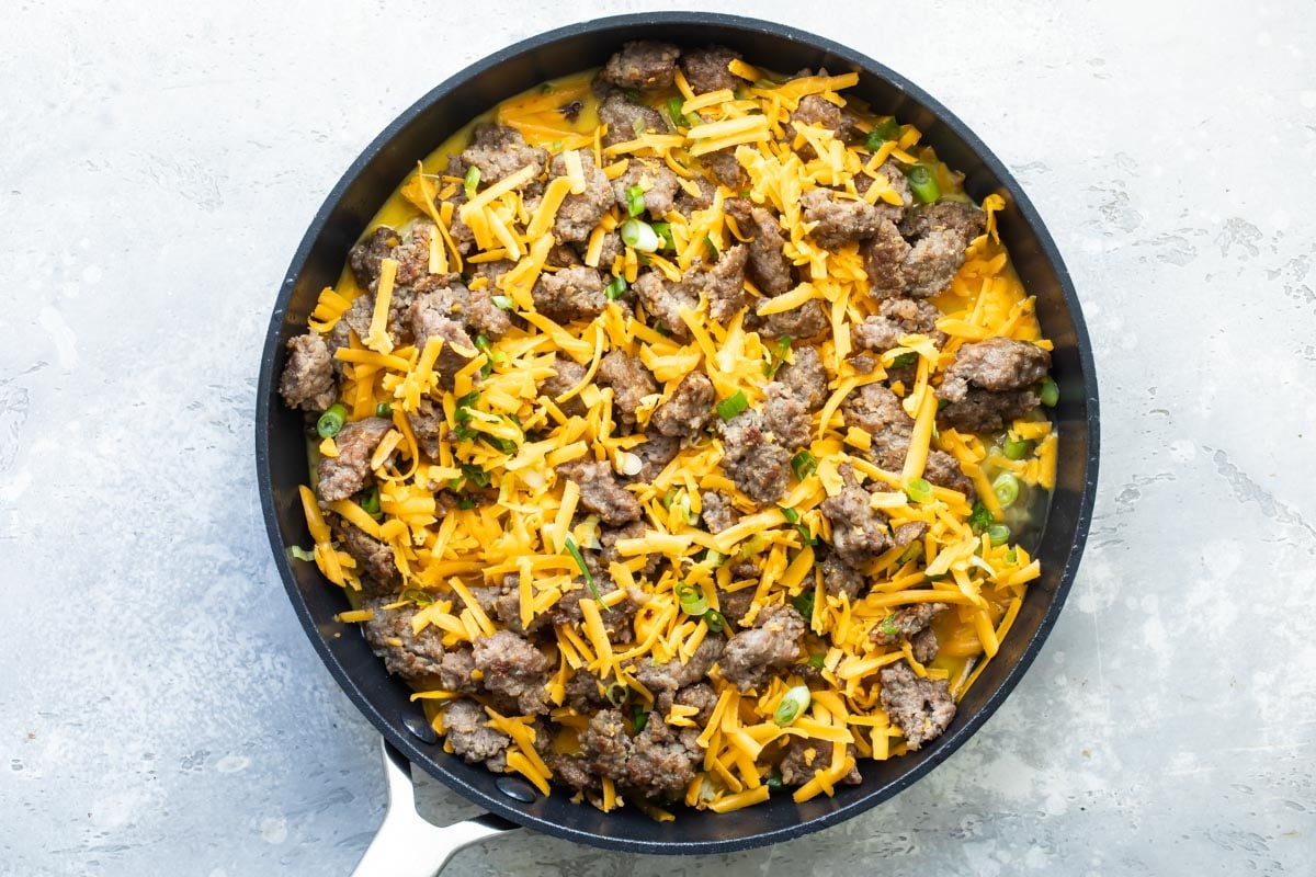 Hash brown casserole before baking.