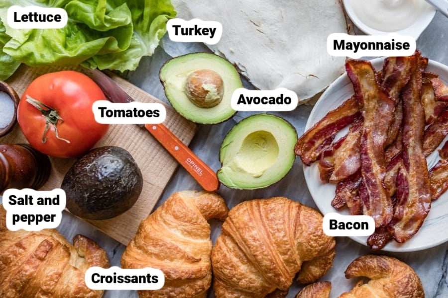 Turkey BLT Croissant sandwich ingredients.