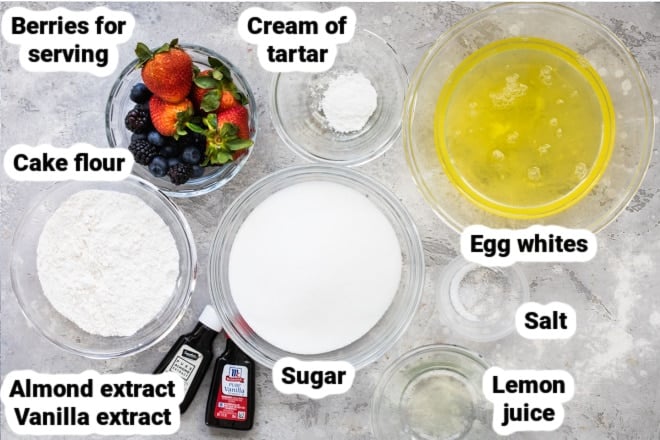 Angel food cake ingredients.