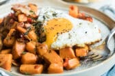 Sweet potato hash on a plate.