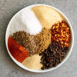 Montreal Steak Seasoning spices on a plate.