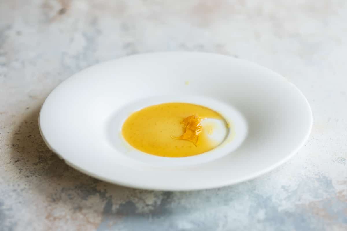 The orange marmalade "cold plate test" to see if it's finished.