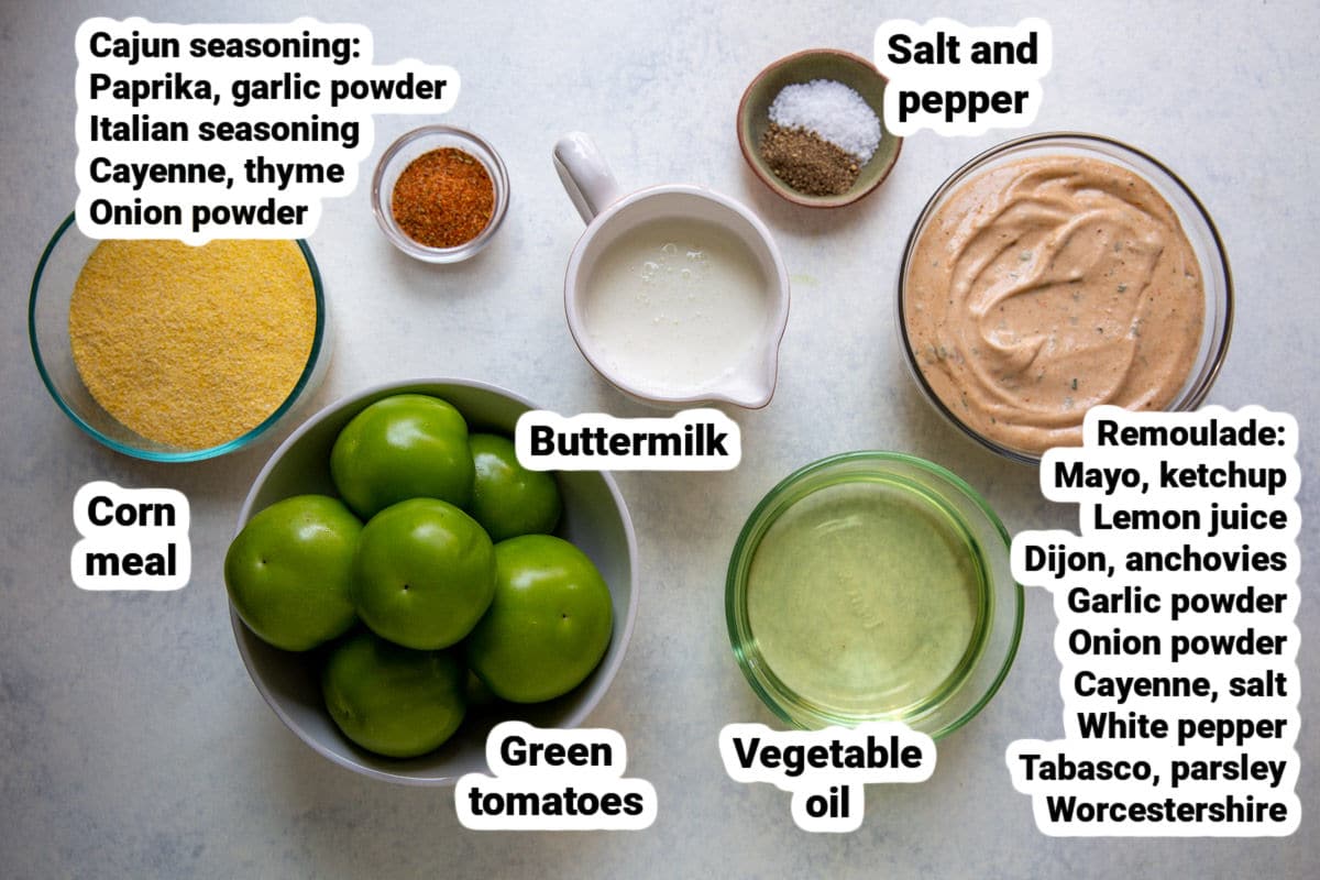 Fried green tomato ingredients.
