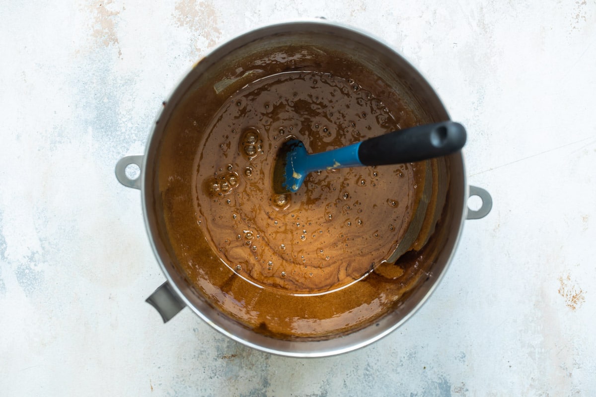 Lebkuchen batter in a bowl.