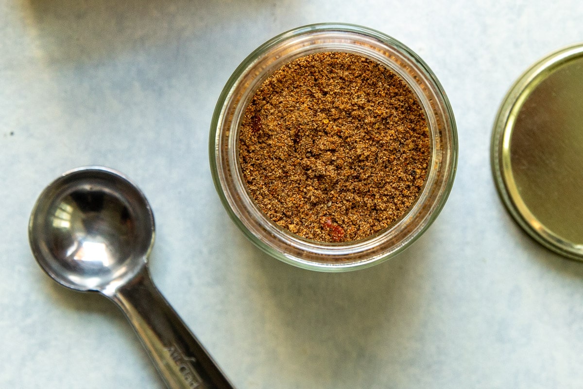 A jar of homemade Old Bay Seasoning.