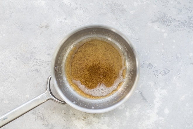 Browning butter for lemon butter sauce.