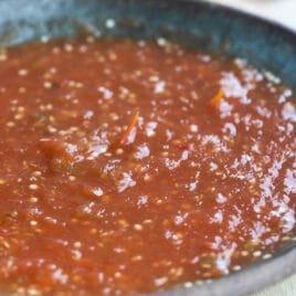 A bowl of Salsa de Birria.