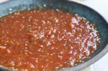 A bowl of Salsa de Birria.