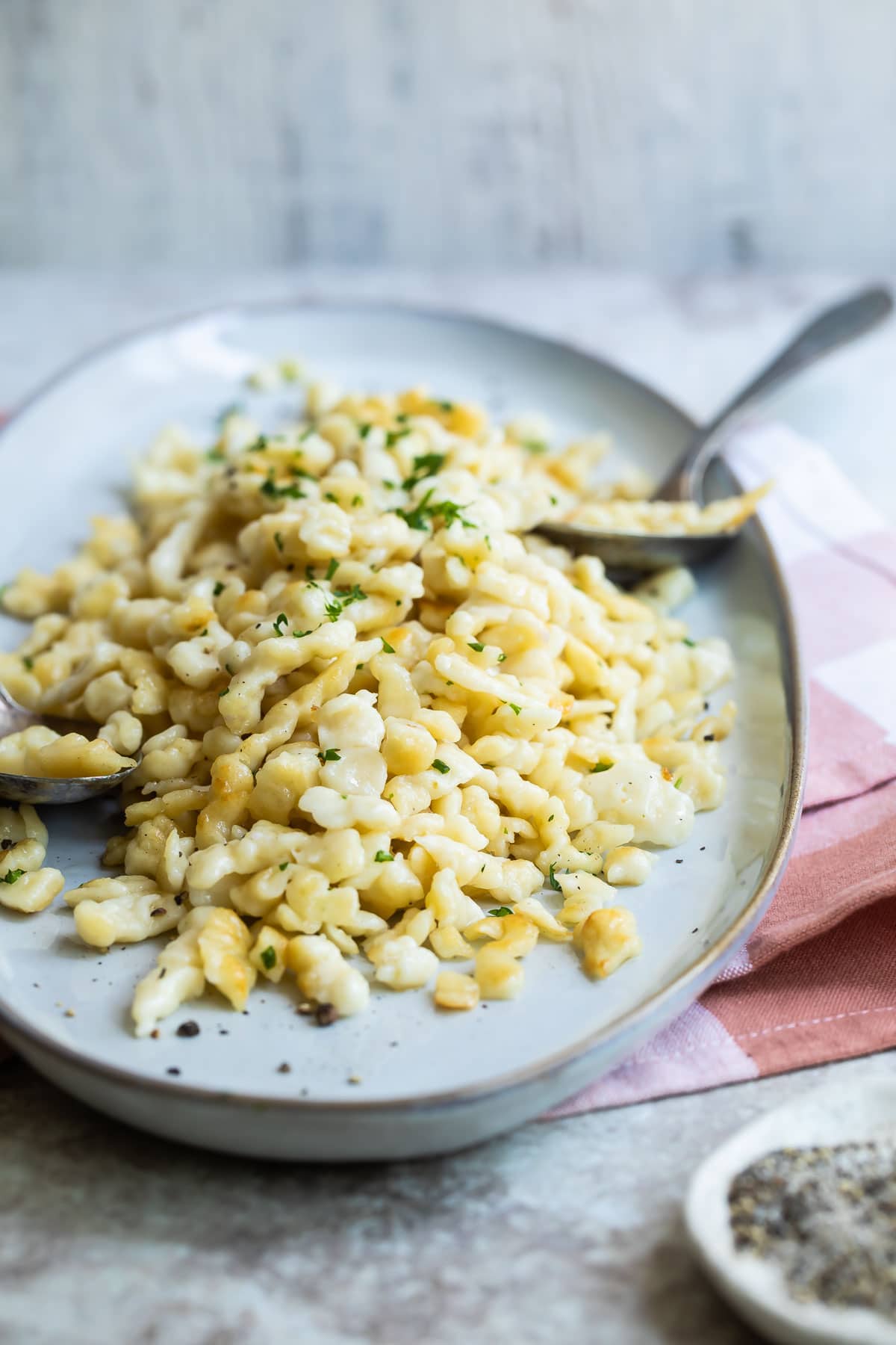 A platter of spaetzle.