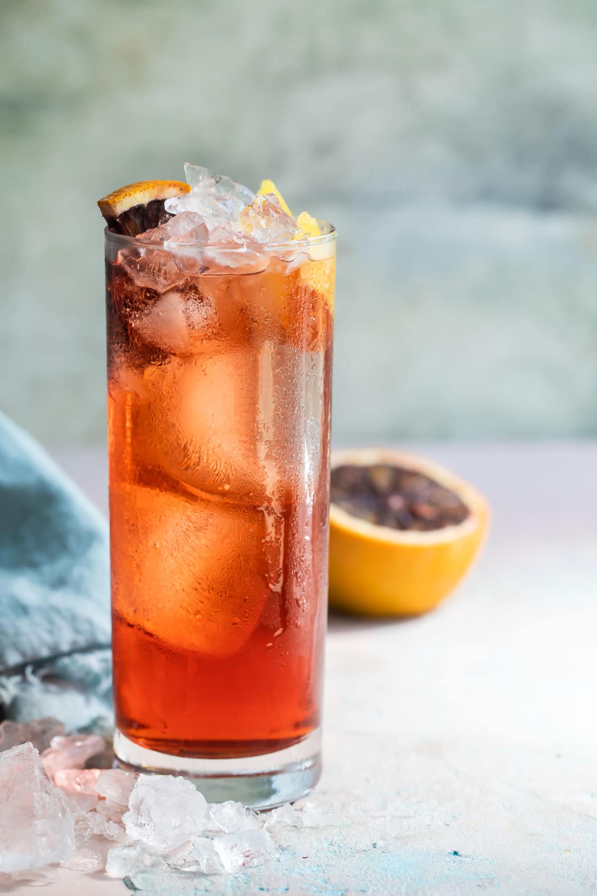 An Americano in a clear glass.