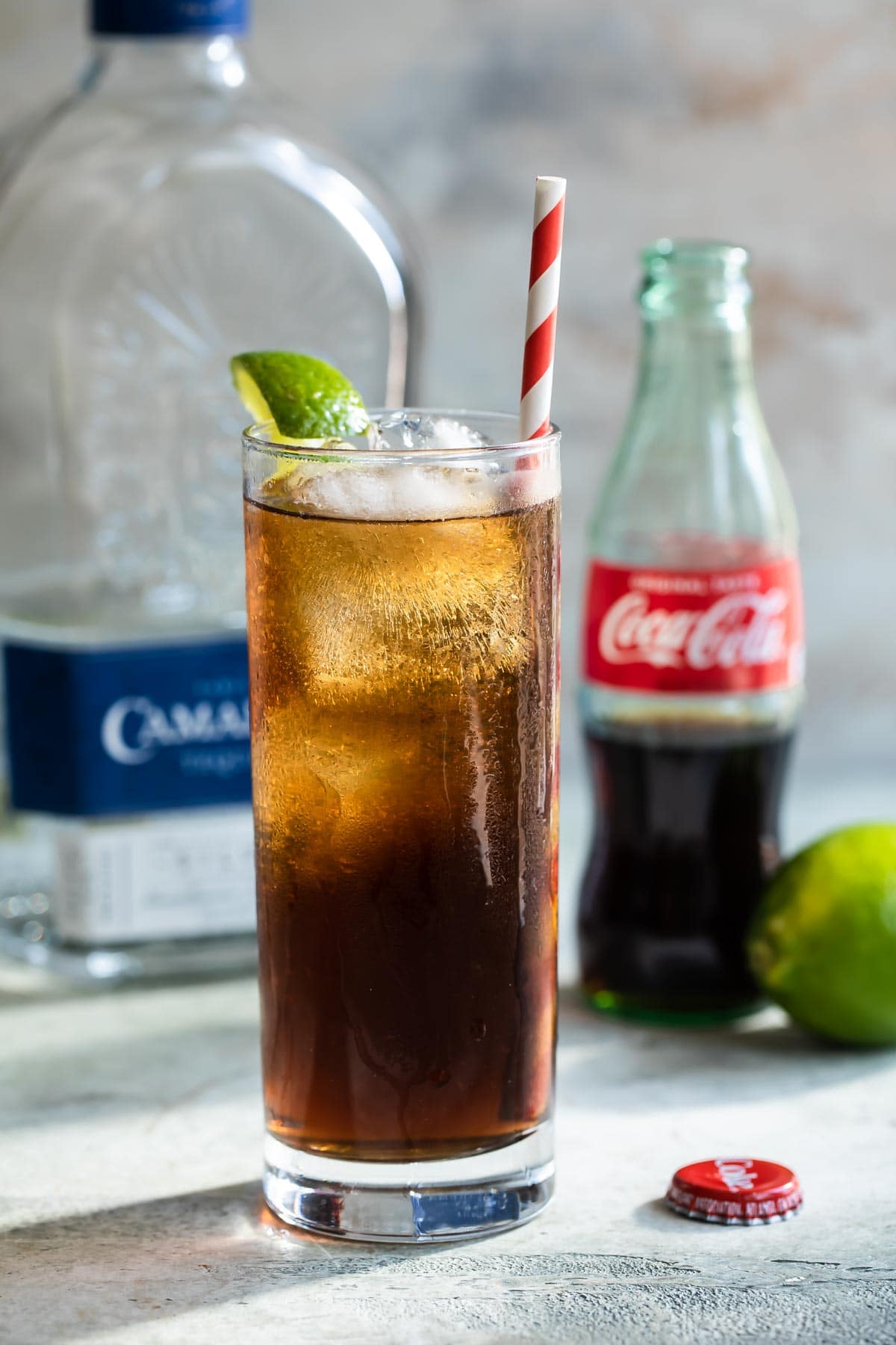 A Charro Negro cocktail in a highball glass.