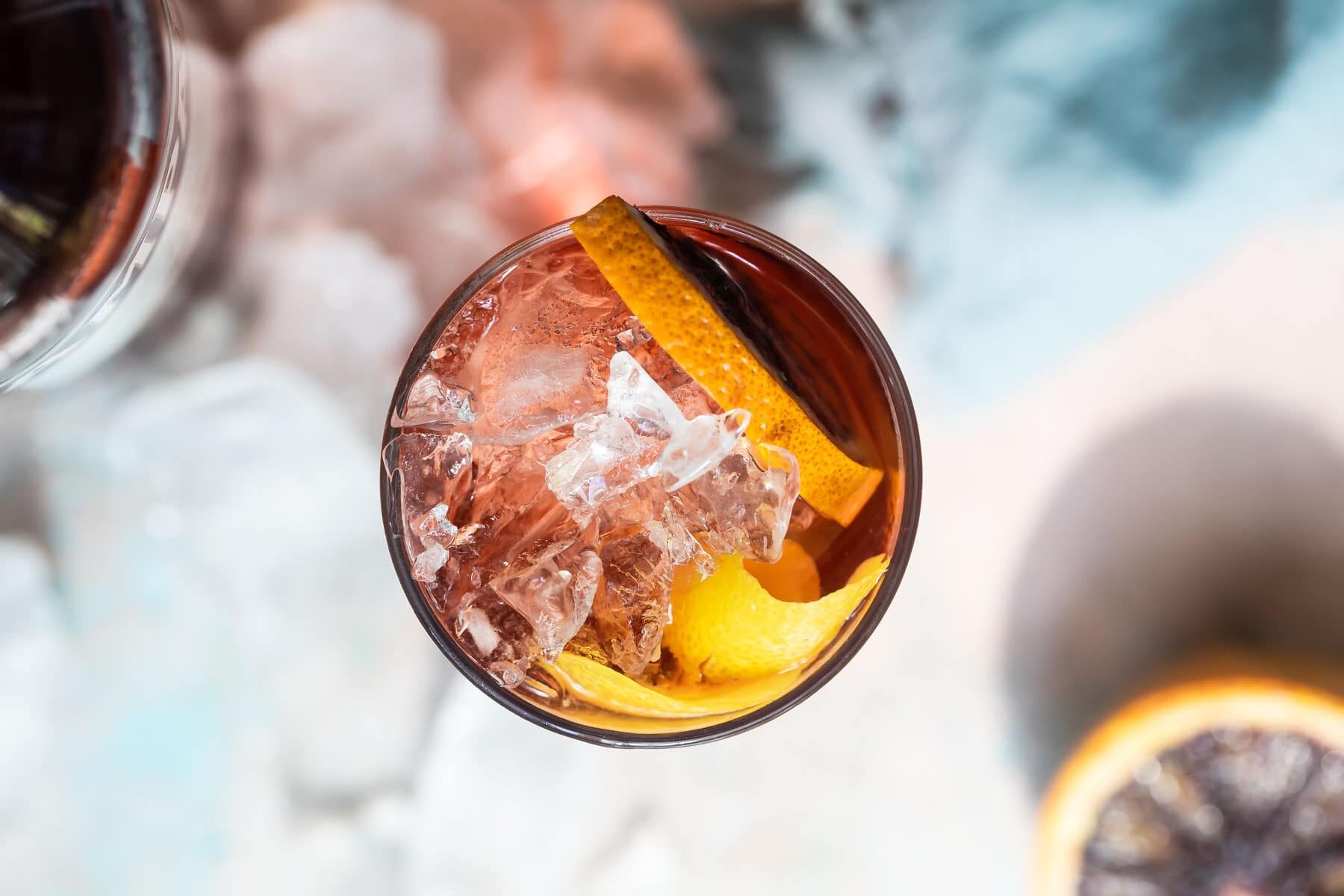 An Americano in a clear glass.